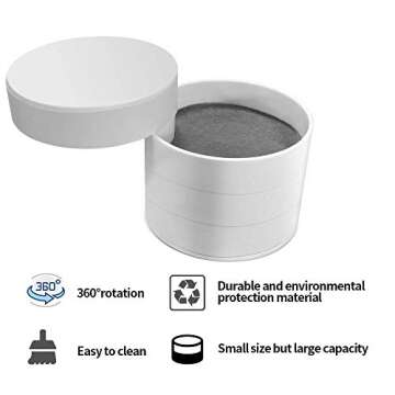 ComCreate Jewelry Organizer Box, 360 Degree Rotating Jewelry Storage Box 4 Layers Jewelry Holder for Necklace Bracelet Ring Earring Small Items Container Case Fits Small Spaces on Dressers (White)