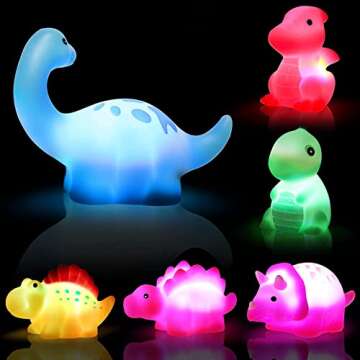 Dinosaur Bath Toys Light-Up Cibolar 6 Packs Floating Bath Toys Set for Baby Toddlers Kids in Birthda...