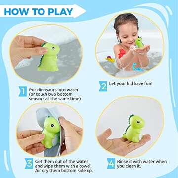 Dinosaur Bath Toys Light-Up Cibolar 6 Packs Floating Bath Toys Set for Baby Toddlers Kids in Birthday Easter Christmas Shower Pool Bath Toys Boys Girls Children Preschool Bathtub Bathroom