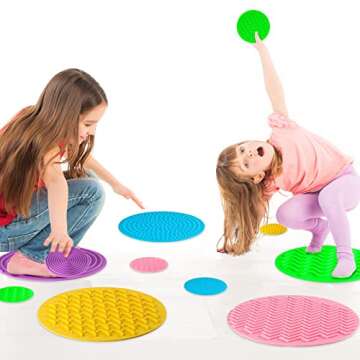 Lenwen 10 Pcs Matching Game Sensory Discs Sensory Pads Sensory Circles Mat Tactile Stimulation for Calming Sensory Play and Stimulating Early Learning Play, Supports Autistic and Processing Challenges