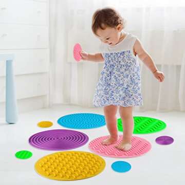 Lenwen 10 Pcs Matching Game Sensory Discs Sensory Pads Sensory Circles Mat Tactile Stimulation for Calming Sensory Play and Stimulating Early Learning Play, Supports Autistic and Processing Challenges