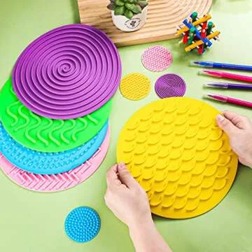 Lenwen 10 Pcs Matching Game Sensory Discs Sensory Pads Sensory Circles Mat Tactile Stimulation for Calming Sensory Play and Stimulating Early Learning Play, Supports Autistic and Processing Challenges