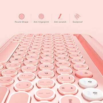 Bluetooth Keyboard for iPad - Rechargeable Wireless Multi-Device Keyboard with Integrated Stand for iPad, MacBook, Phone, Tablet, Smart TV, iOS Android Windows (Pink)