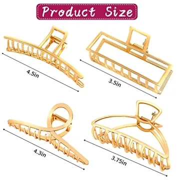 AIBEE Metal Hair Claw Clips - 4 Strong Clips for Women