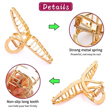 AIBEE Metal Hair Claw Clips - 4 Strong Clips for Women