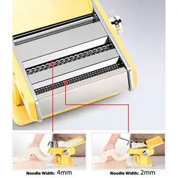 elabo Pasta Machine - Stainless Steel Roller Pasta Maker - 7 Adjustable Thickness Settings Noodles Maker with Hand Crank, Perfect for Spaghetti, Fettuccini, Lasagna or Dumpling Skins