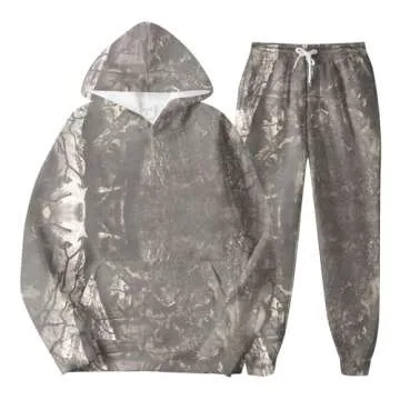 Camo Sweatsuits for Women Set 2 Piece Long Sleeve Pine Print Camo Hoodie & Wide Leg Camo Sweatpant Plus Size Two Piece Fall Outfits Casual Matching Lounge Sets Y2K Oversized Tracksuit