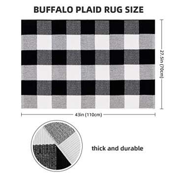 joybest Buffalo Plaid Doormats Rug 27.5 x 43 Inches Black and White Checkered Rug Cotton Hand-Woven ...