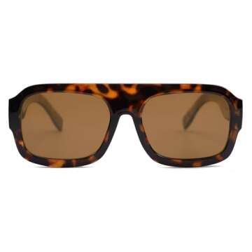 SOJOS Trendy Square Aviator Sunglasses for Womens Mens Polarized Plastic Frame Flat Top Designer Inspired Shades UV400 Sun Glasses SJ2281