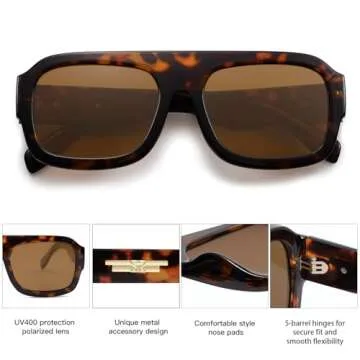 SOJOS Trendy Square Aviator Sunglasses for Womens Mens Polarized Plastic Frame Flat Top Designer Inspired Shades UV400 Sun Glasses SJ2281