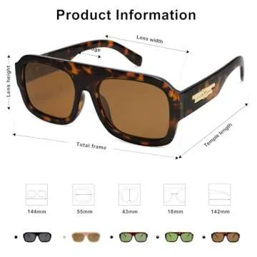 SOJOS Trendy Square Aviator Sunglasses for Womens Mens Polarized Plastic Frame Flat Top Designer Inspired Shades UV400 Sun Glasses SJ2281