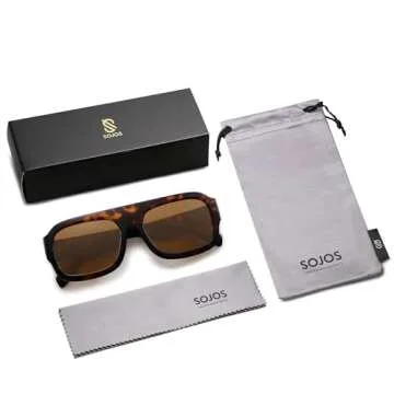 SOJOS Trendy Square Aviator Sunglasses for Womens Mens Polarized Plastic Frame Flat Top Designer Inspired Shades UV400 Sun Glasses SJ2281
