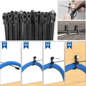 8 inch Heavy Duty Zip Ties with Screw Hole for Cords