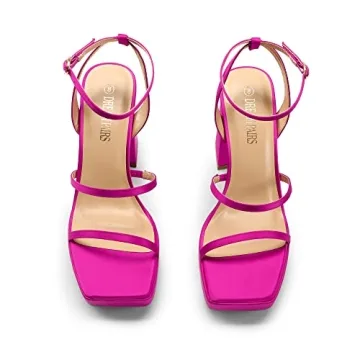 DREAM PAIRS Hot Pink Platform Strappy Heels for Women