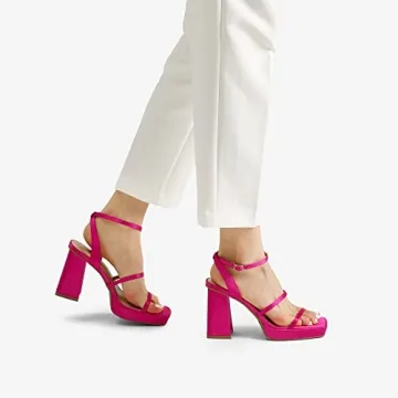 DREAM PAIRS Hot Pink Platform Strappy Heels for Women