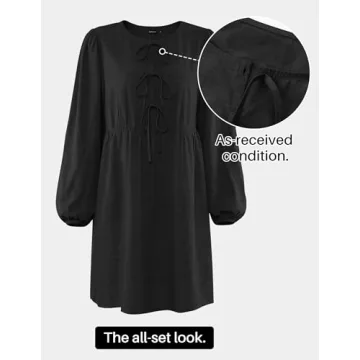 ZESICA Women's Long Puff Sleeve Tie-Front Mini Dress Fall 2025