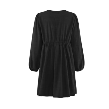 ZESICA Women's Long Puff Sleeve Tie-Front Mini Dress Fall 2025