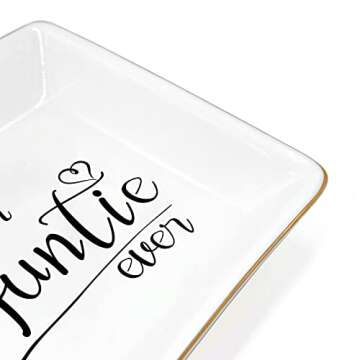 KLYJI Aunt Gifts Best Aunt Ever Gifts for Women Jewelry Dish Trinket Tray Birthday Niece Gifts from Auntie Nephew Great Valentine's Day Thanksgiving Christmas Gifts