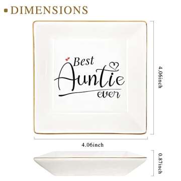 KLYJI Aunt Gifts Best Aunt Ever Gifts for Women Jewelry Dish Trinket Tray Birthday Niece Gifts from Auntie Nephew Great Valentine's Day Thanksgiving Christmas Gifts
