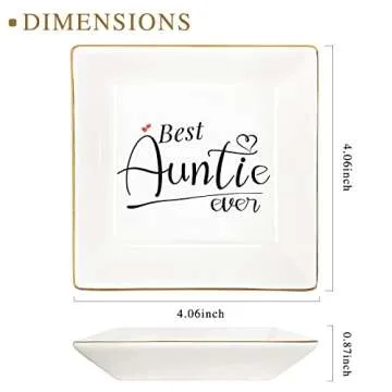 KLYJI Aunt Gifts Best Aunt Ever Gifts for Women Jewelry Dish Trinket Tray Birthday Niece Gifts from Auntie Nephew Great Valentine's Day Thanksgiving Christmas Gifts