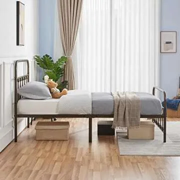 Elegant Twin Size Metal Bed Frame with Storage Solutions