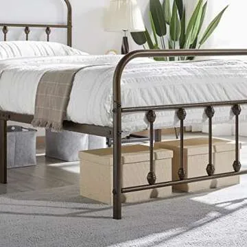 Elegant Twin Size Metal Bed Frame with Storage Solutions