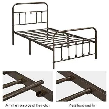 Elegant Twin Size Metal Bed Frame with Storage Solutions
