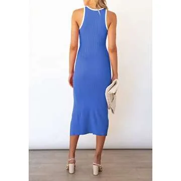 Pink Queen Blue Cutout Midi Dress for Women