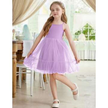Arshiner Toddler Girls Tulle Dress Purple Tutu Party Princess Dresses Fancy Photo Shoot Outfit Sprin...