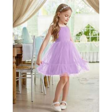 Arshiner Toddler Girls Tulle Dress Purple Tutu Party Princess Dresses Fancy Photo Shoot Outfit Spring Clothes 3t