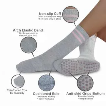 JUCHYDii Yoga Socks with Grips for Women, Non Slip Grip Socks for Pilates, Barre, Dance, Ballet, Wor...