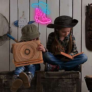 Stylish Cowboy Boot and Hat Neon Sign for Decor