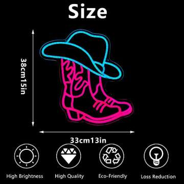 Stylish Cowboy Boot and Hat Neon Sign for Decor