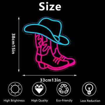 Stylish Cowboy Boot and Hat Neon Sign for Decor