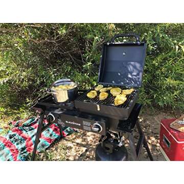 Blackstone Tailgater Stainless Steel 2 Burner Portable Gas Grill and Griddle Combo Total 35,000 BTUs for Indoor or Backyard, Outdoor, Patio, Picnic, Garden Cooking