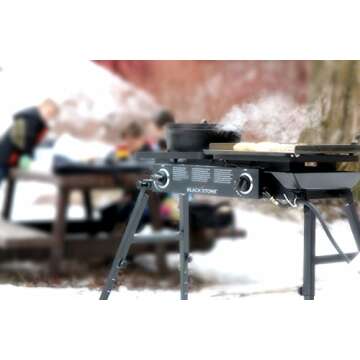 Blackstone Tailgater Stainless Steel 2 Burner Portable Gas Grill and Griddle Combo Total 35,000 BTUs for Indoor or Backyard, Outdoor, Patio, Picnic, Garden Cooking