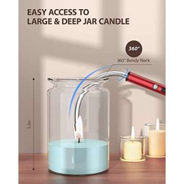 RONXS Lighter Electric Lighter Rechargeable Arc Type C Candle Lighters with LED Battery Display, Fle...