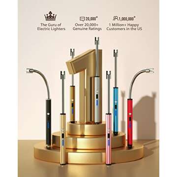 RONXS Rechargeable Arc Lighter with LED Display & Flexible Neck