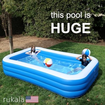 Rukala Inflatable Pool - Large, Durable and Easy to Set Up