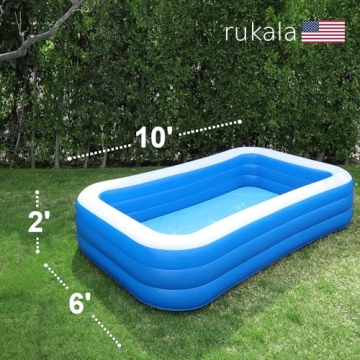 Rukala Inflatable Pool - Large, Durable and Easy to Set Up