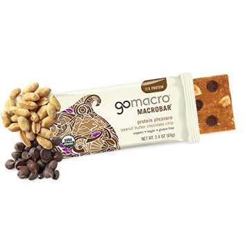 GoMacro MacroBar Organic Vegan Protein Bars - Peanut Butter Chocolate Chip (2.4 Ounce Bars, 12 Count)