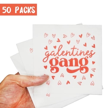 Galentines Gang Napkins, Happy Galentines Day Napkins, Galentine’s Day Decorations, Girls Ladies Galentines Day Party Decorations, ZJ Valentines Day Decorations Napkins(5 x 5 In, 50-Pack)