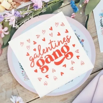 Galentines Gang Napkins, Happy Galentines Day Napkins, Galentine’s Day Decorations, Girls Ladies Galentines Day Party Decorations, ZJ Valentines Day Decorations Napkins(5 x 5 In, 50-Pack)