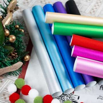EPRCUT Glitter Permanent Vinyl Bundle for Christmas Decorations, 12" x 12" Shimmer Adhesive Vinyl for Cricut, Sparkle Permanent Vinyl 10 Sheets, DIY Home, Wall Stickers, Birthday Party, Wedding Decals
