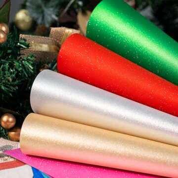 EPRCUT Glitter Permanent Vinyl Bundle for Christmas Decorations, 12" x 12" Shimmer Adhesive Vinyl for Cricut, Sparkle Permanent Vinyl 10 Sheets, DIY Home, Wall Stickers, Birthday Party, Wedding Decals