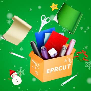 EPRCUT Glitter Permanent Vinyl Bundle for Christmas Decorations, 12" x 12" Shimmer Adhesive Vinyl for Cricut, Sparkle Permanent Vinyl 10 Sheets, DIY Home, Wall Stickers, Birthday Party, Wedding Decals