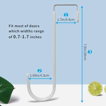 FYY Over The Door Hooks - 4 Pack Upgraded Long Door Hangers Hooks with Rubber Prevent Scratches Heav...