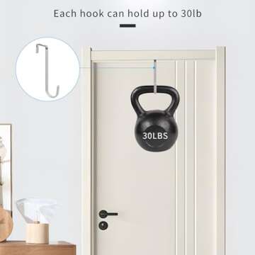 FYY Over The Door Hooks - 4 Pack Upgraded Long Door Hangers Hooks with Rubber Prevent Scratches Heavy Duty Organizer Hooks for Hanging Clothes, Towels, Hats, Coats, Bags Sliver