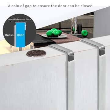 FYY Over The Door Hooks - 4 Pack Upgraded Long Door Hangers Hooks with Rubber Prevent Scratches Heavy Duty Organizer Hooks for Hanging Clothes, Towels, Hats, Coats, Bags Sliver