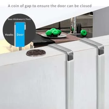 FYY Over The Door Hooks - 4 Pack Upgraded Long Door Hangers Hooks with Rubber Prevent Scratches Heavy Duty Organizer Hooks for Hanging Clothes, Towels, Hats, Coats, Bags Sliver